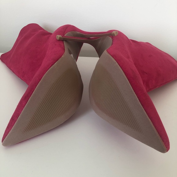 Magenta Pointed Stiletto Booties - Picture 4 of 5